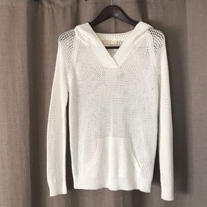 White Loose Knit Hooded Sweater